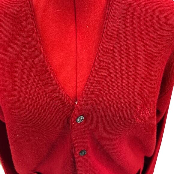 Geoffrey Beene Vintage Red V Neck Button Down Varsity Cardigan Women XL - Picture 5 of 7